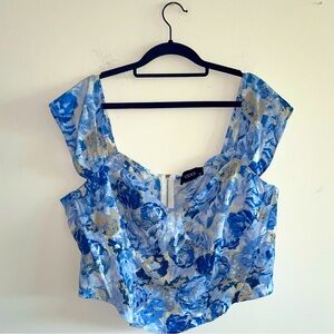 Blue floral crop top
